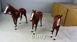 Original Box Of 3 Britains Lead Horses Racing Colors