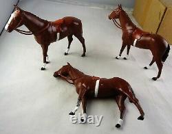 Original Box Of 3 Britains Lead Horses Racing Colors