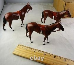 Original Box Of 3 Britains Lead Horses Racing Colors