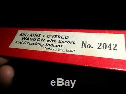 RARE Britains Post War #2042 PRAIRIE SCHOONER SET 13 PIECE WAGON INDIANS & BOX