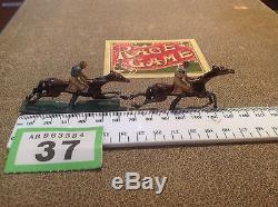 Racehorses, Vintage Steeple Chase Board Game And Metal Horses (ref Gr 37)