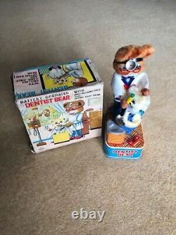 Rare Dentist Bear 1960's collectable tin toy made by S & E in Japan