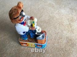 Rare Dentist Bear 1960's collectable tin toy made by S & E in Japan