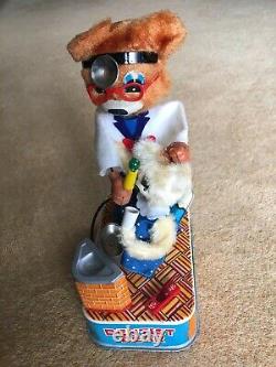 Rare Dentist Bear 1960's collectable tin toy made by S & E in Japan