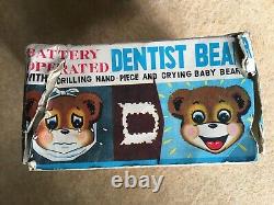 Rare Dentist Bear 1960's collectable tin toy made by S & E in Japan