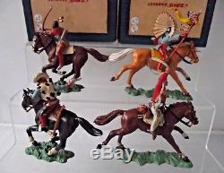 Rare Herald Zang Cowboys And Indians Boxed Full Set Of Four Pre Britains Figures