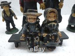 SUPERB cast metal hand painted american amish figures