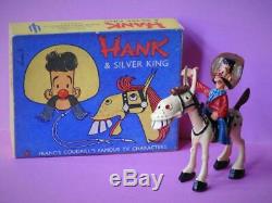 Sacul 1951 Rare Mint Boxed Lead Cowboy Hank & Silver King Childrens Tv Figurres