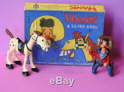 Sacul 1951 Rare Mint Boxed Lead Cowboy Hank & Silver King Childrens Tv Figurres