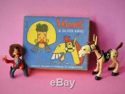 Sacul 1951 Rare Mint Boxed Lead Cowboy Hank & Silver King Childrens Tv Figurres