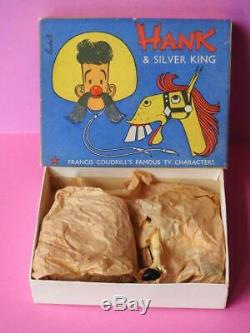 Sacul 1951 Rare Mint Boxed Lead Cowboy Hank & Silver King Childrens Tv Figurres