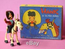 Sacul 1951 Rare Mint Boxed Lead Cowboy Hank & Silver King Childrens Tv Figurres