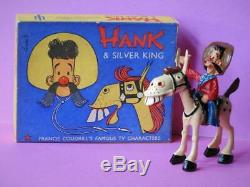 Sacul 1951 Rare Mint Boxed Lead Cowboy Hank & Silver King Childrens Tv Figurres