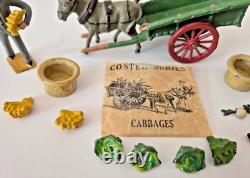 TAYLOR & BARRETT COSTER CART + Donkey, Bananas and Vegetables Lead Britains