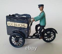 TAYLOR & BARRETT, ICE CREAM SELLER on TRICYCLE, Rare Hollow Cast Lead, Britains
