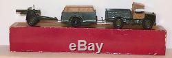 TT07 Britains post WW2 Clockwork set 2048 (Beetle Lorry, Trailer & 25 Pdr.) VG