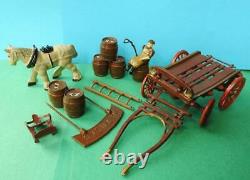 Taylor & Barrett Rare Pre-war Lead Horse Drawn Brewers Dray Complete Set No Box