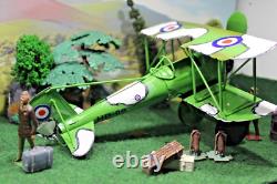 Tinplate Biplane Johlico Offficer and 4 soldiers. Britains cadet pilot. A gift