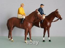 Two Vintage Britains Racing Horses With Jockeys, Colours Of Famous Owners