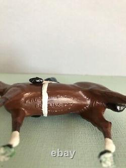 Two Vintage Britains Racing Horses With Jockeys, Colours Of Famous Owners