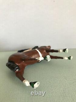 Two Vintage Britains Racing Horses With Jockeys, Colours Of Famous Owners