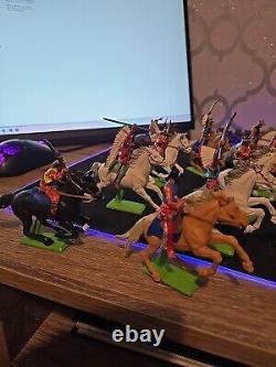 VINTAGE JOB LOT BRITAIN'S PLASTIC FIGURES With Horses WITH METAL BASES 1971