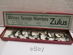 Vintage 7 Britains African Savage Zulu Warriors In Original Box 147 Lead Soldier