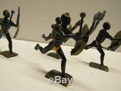 Vintage 7 Britains African Savage Zulu Warriors In Original Box 147 Lead Soldier