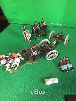 Vintage And Original Britains Swoppet Union Gun Limber +horse Soldiers X 3 Ex Co