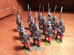 Vintage Britains 12 French Line Infantry Marching At The Slope, Colors