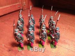 Vintage Britains 12 French Line Infantry Marching At The Slope, Colors