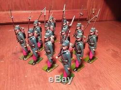 Vintage Britains 12 French Line Infantry Marching At The Slope, Colors