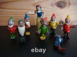 Vintage Britains 1938 Painted Lead Snow White & the 7 Dwarfs Figures