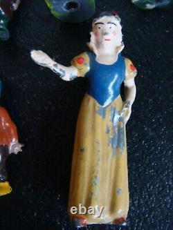 Vintage Britains 1938 Painted Lead Snow White & the 7 Dwarfs Figures