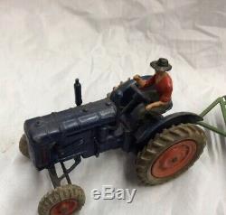 Vintage Britains 1940s Lead Fordson Tracter With Log Trailer And Driver