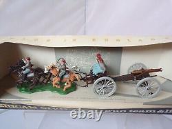 Vintage Britains 7434 Acw Confederate Gun Team And Limber Soldiers Seated Boxed