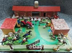 Vintage Britains Farm Yard Stables, Horses, Ponys, Figures, Outbuilding +more