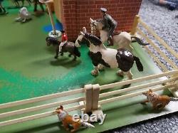 Vintage Britains Farm Yard Stables, Horses, Ponys, Figures, Outbuilding +more