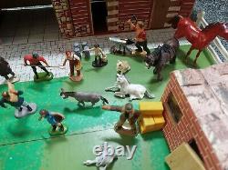 Vintage Britains Farm Yard Stables, Horses, Ponys, Figures, Outbuilding +more