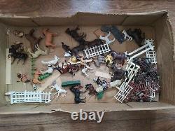 Vintage Britains Farm Yard Stables, Horses, Ponys, Figures, Outbuilding +more