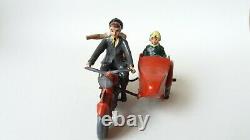 Vintage Britains Lead Civilian Motorcycle And Sidecar With Rider And Passenger