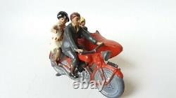 Vintage Britains Lead Civilian Motorcycle And Sidecar With Rider And Passenger