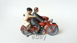 Vintage Britains Lead Civilian Motorcycle And Sidecar With Rider And Passenger