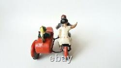 Vintage Britains Lead Civilian Motorcycle And Sidecar With Rider And Passenger