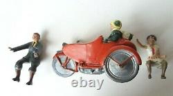 Vintage Britains Lead Civilian Motorcycle And Sidecar With Rider And Passenger