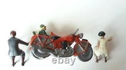 Vintage Britains Lead Civilian Motorcycle And Sidecar With Rider And Passenger