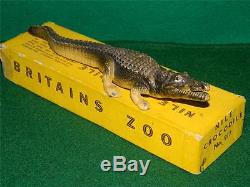 Vintage Britains Lead Zoo Series Boxed Adult Nile Crocodile #917 8 Inches Long