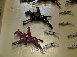 Vintage Britains Metal Fox Hunting Horses Hounds 16 Piece Box