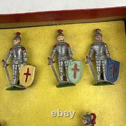 Vintage Britains Painted Lead Knights And Box