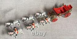 Vintage Britains Set 9402 Landau Coach With 6 x Grey Windsor Horse Team